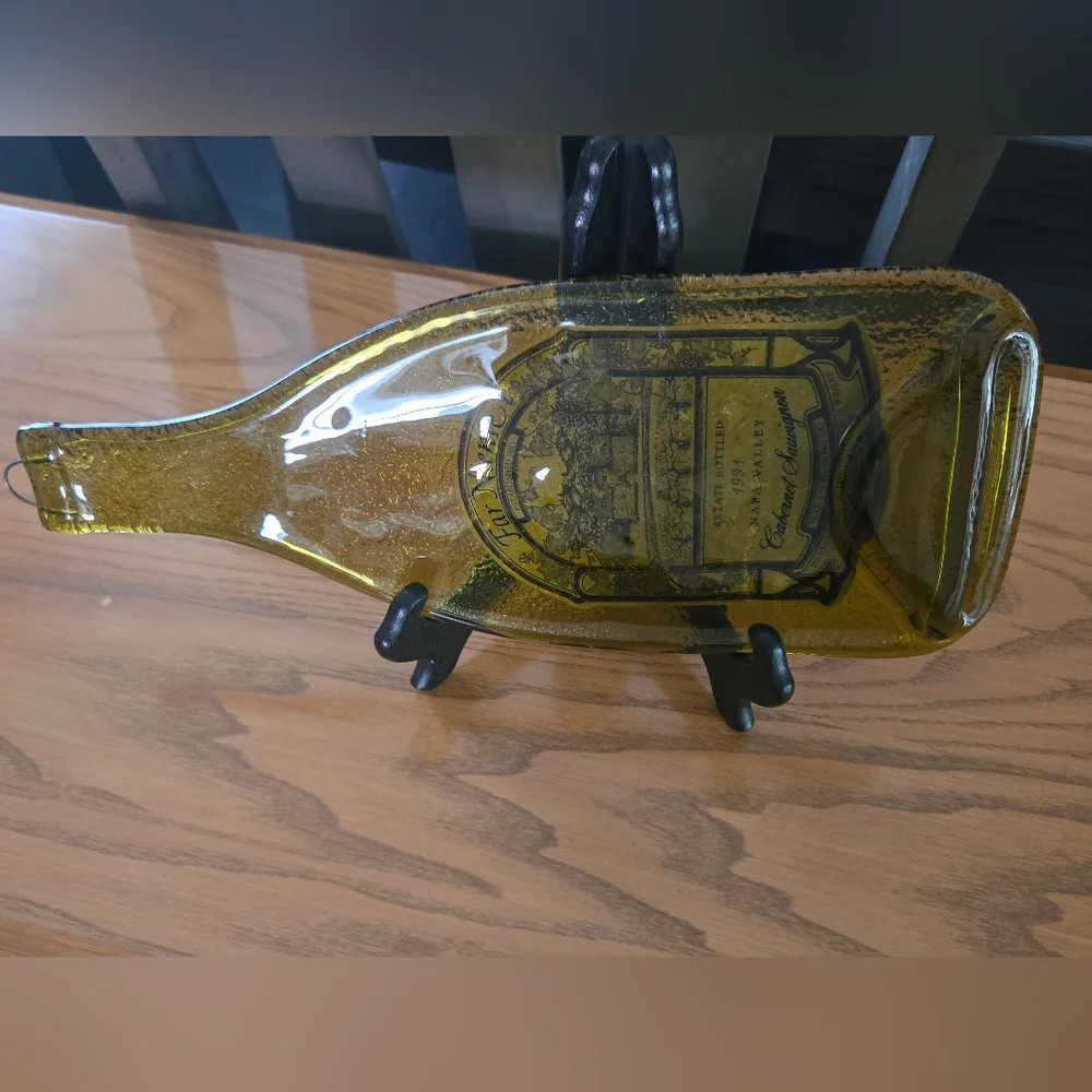 Vintage Far Niente 1991 Upcycled Wine Bottle Cheese Serving Board